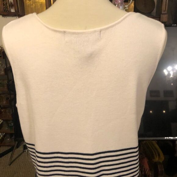 Jessica Holbrook Easy Care Navy Blue & White Striped Sleeveless Sweater Dress Si - Picture 16 of 16